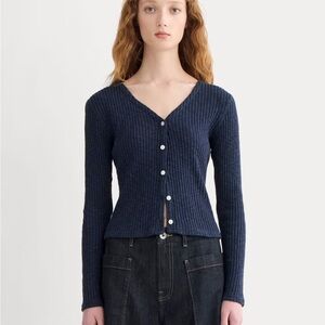 Everlane Cozy Rib Cardigan in Navy
